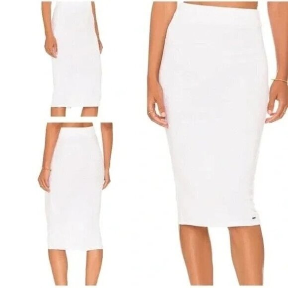 n:philanthropy Dallas Ribbed Midi Pencil Skirt Coral Size Small NWT - Picture 2 of 7